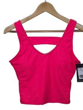 NWT Janela Bay V-Neck Tankini Top M Watermelon Pink Cutout Back Sports Bra Fit